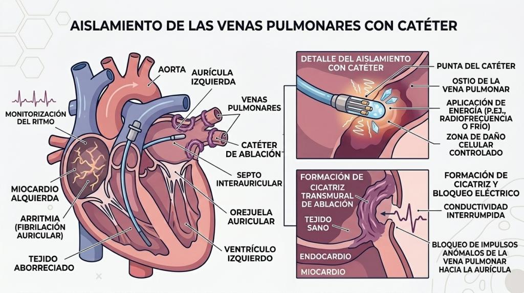Ablación de fibrilación auricular: aislamiento de venas pulmonares