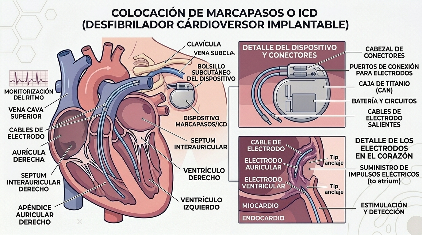 Implante de marcapasos y desfibrilador